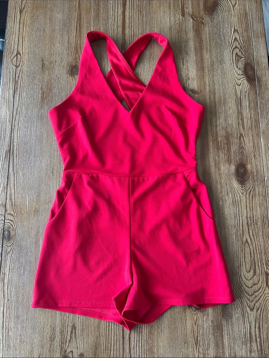 Crystal Sky Pants - NWT Bright Red Cross-Back Romper